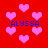 Red background with pink heart shapes and blue text reading 'ALYSSA' in four locations.