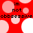 Red background with pink and white circles; black text reads "im not obsessive" repeated twice in two