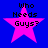 Four identical pink stars on a blue background with black text reading 'Who Needs Guys?' inside each star.