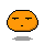 Four pixelated orange circular faces with black outlines on gray background, showing two distinct expressions: neutral and tongue-out.