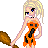 Pixel art animation frame showing a cartoon woman in a flintstone-style outfit holding a club with orange text reading "I may not be Flintstone but I make bed can your rock!!"
