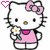 A 4x3 contact sheet of Hello Kitty animated frames showing sequential changes in her pose and expression while holding a white daisy with yellow center.
