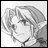 A 48x48 pixel grayscale buddy icon featuring a side-profile anime-style character with long hair on the left and "Anime IM" text with "COM" below it on the right, displayed as a static contact sheet frame.