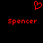Red pixelated heart symbol above two instances of the name 'Spencer' in red pixelated text on a black background.