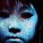 Pixelated face with blue-toned skin and dark hair, showing three distinct expressions across a