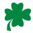Green four-leaf clover with a stem, rendered in pixelated style on a light background.