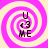 Four identical spiral-patterned icons with pink and white swirls, each containing black text "U <3 ME" in the center.
