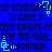 Blue background with repeated black text and cyan pixelated shapes, including question marks and squares.