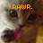 Pixelated close-up of a creature's face with large dark eyes, orange text reading 'RAW.' above it, and red markings on its lower face.