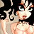 Pixelated cartoon character with black hair and blue eyes on left, green text logo 'Original Icons .com' on right against dark background.