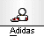 Pixelated icon shows a white circle head with red and black shoes, some frames include speech bubbles like "LOOK AT MY" or "I ONLY HAVE", all labeled "Adidas" below.