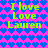 Pixelated image with bright pink background and blue heart pattern, displaying repeated text "I love Love Lauren" in green block letters.