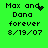 Green background with black pixelated text reading "Max and Dana forever 3/19/07" and a small green heart icon that changes position across frames.