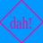 Three diamond-shaped icons with 'dah!' text in pink, orange, and green outlines on a blue background.