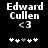 Black background displays white text 'Edward Cullen <3' with five heart symbols below, where the third heart shifts from gray to white between frames.