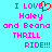 Pixelated text on cyan background with pink letters and red heart symbol replacing 'O' in LOVE.