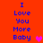 Red background with blue pixelated text reading "I Love You More Baby" and pink pixelated hearts, two identical frames with heart positions differing.