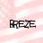 Four identical pixelated text icons reading "BREZE" on a pink and white striped background with scattered dots.