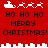 Red pixel art icon with white Santa sleigh and reindeer, black text reading HO HO HO MERRY CHRISTMAS! arranged in two