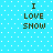 Blue background with white dots and brown text reading "I LOVE SNOW" in four identical quadrants.
