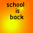 Four identical display 'school is back' text on a gradient orange-yellow background with subtle light effects