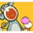 Pixelated character with wide open mouth holding dessert against yellow background, text reads 'life is short.. eat dessert first!' on blue and gray