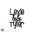Black text 'Lova' and 'Tyler' with pink hearts on white background, animated heart count changes across frames.
