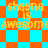A pixelated image with orange and cyan checkered backgrounds displaying repeated text 'shayna is awesome' in yellow-orange font.