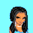 Pixelated cartoon image of a woman with dark hair and pearl necklace next to a blue dress, with text asking 'want to prince p.r.o.m? be my... for the...' on cyan background.