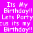 Pixelated text repeats 'Its My Birthday!! Lets Party' on a bright pink background with green rectangular overlays.
