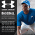 A pixelated static image shows a person in blue clothing and cap on the right, with an Under Armour logo and text blocks on the left.