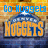 Pixelated image with blue 'Go Nuggets' text above large orange 'NUGGETS' letters over a blurred background.