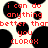 Red pixelated text on a light background with black circular shapes, repeating the phrase "i can do anything better than you CLOROX" across multiple instances.