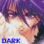 Anime-style character with purple hair and light skin, shown in six with varying facial expressions and text color changes