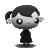chibi-style character icons with varying hair, eye, and mouth expressions, some holding red objects against a gray background