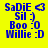 Blue text on yellow background with green horizontal bars shifting across in