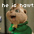 Animated pixel art of a cartoon character in green clothing with text overlays changing across frames.