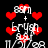 Animated icon with red hearts and white text on black background, showing text and heart position changes.