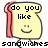 Pixelated toast-shaped character with red crust, smiling face, and stick legs, displaying sequential text in black pixel font