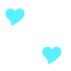 Two light blue heart shapes on a white background, each with pixelated edges and no additional details or text.
