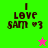 Four display 'I LOVE SAM ♡3' text with a star icon; the star alternates between pink and green in the bottom-right corner