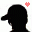 Two black silhouette figures face each other with pink and red heart symbols above their heads against a white background.