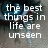 A four- displays text over a blurred eye image, with the right empty