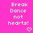 A static contact sheet of two identical animated frames showing pixelated text on a bright pink background with heart symbols.