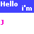 Animated sequence showing progressive text expansion from 'J' to 'Jackie', with blue and white background sections containing 'Hello i'm' repeated.