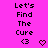 Pixelated text 'Let's Find The Cure' with heart symbols on a bright pink background, arranged in three