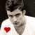 A pixelated image of a person in a white shirt with red text and heart symbols, showing animation changes between frames.