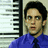 A pixelated image of a person in a blue shirt and dark tie with red text reading "I can't believe I started the fire." on a white background.