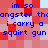 Blue pixelated text on a red and light pink pixelated background with no visible animation changes.