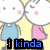 Pixelated cartoon rabbits with pink cheeks wear blue overalls or pink dresses against a yellow background, overlaid with text and symbols.